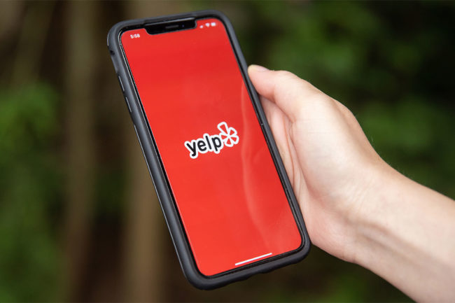 Yelp app open on an iPhone