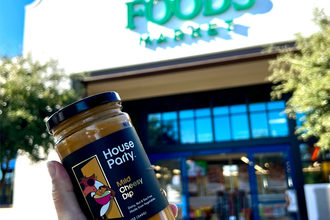 House Party products in front of Whole Foods