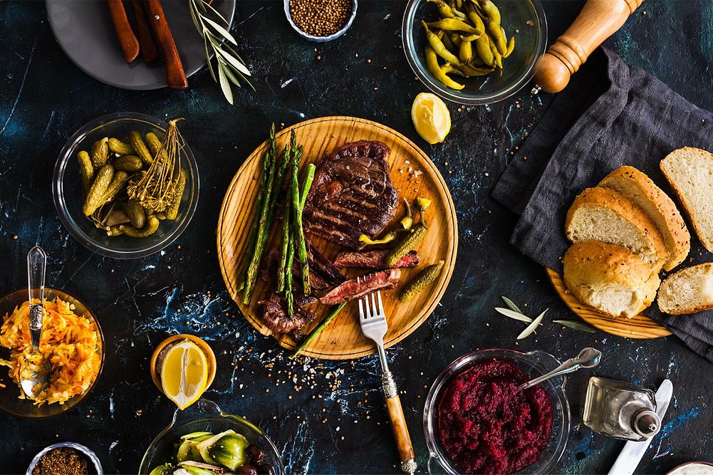 BBQ beef steak with vegetables