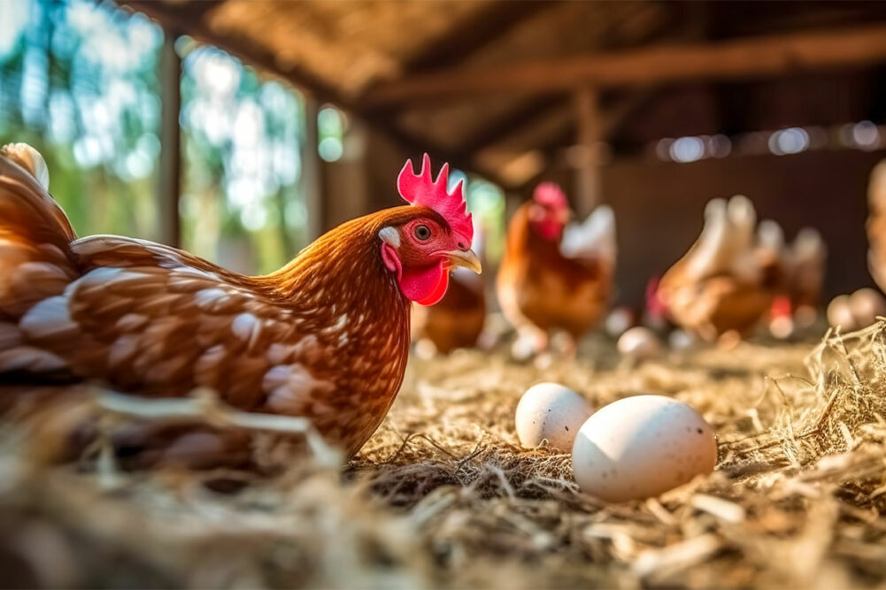 Chicken in a coop