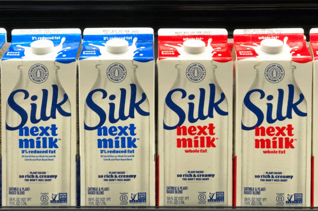 Silk milk on a shelf