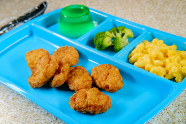 Lunch tray with chicken nuggets