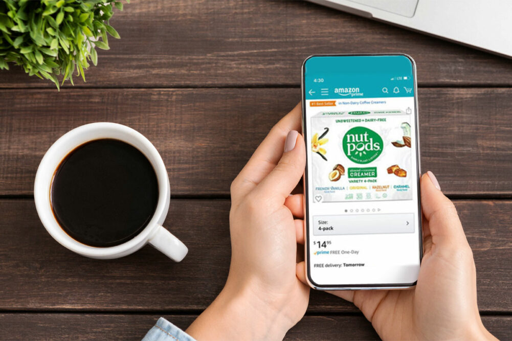 Nutpods Amazon page open on a smartphone
