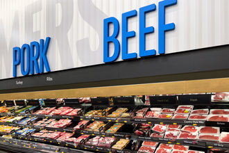 Meat section in a grocery store