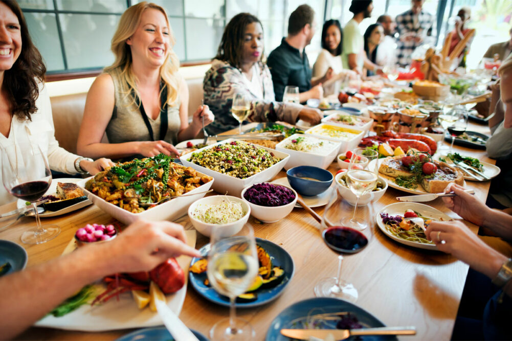 People at a buffet