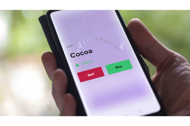 Cocoa prices on a smartphone