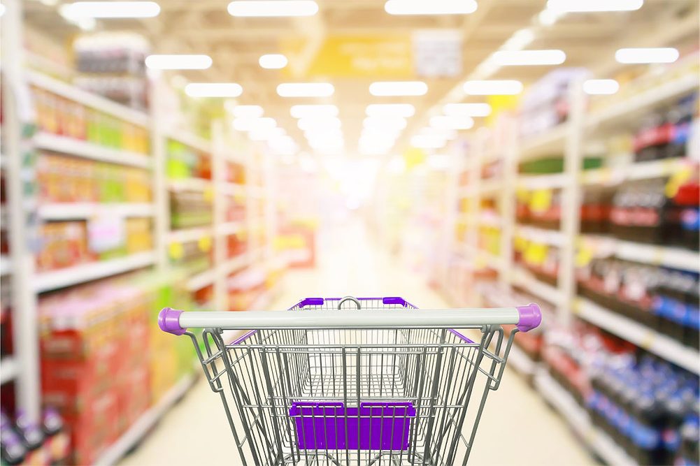 Shopping cart in a grocery store