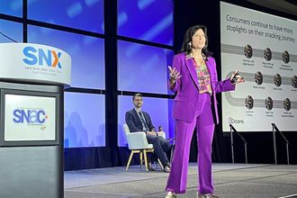 Sally Lyons Wyatt, front, and Darren Seifert touched on a number of consumer trends at their talk at SNX, the SNAC International conference.