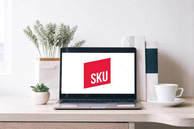 SKU logo on a laptop