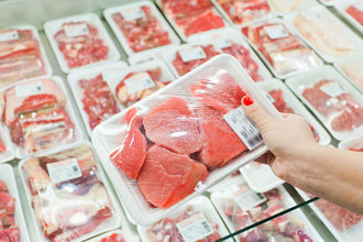 Packaged meat at the grocery store