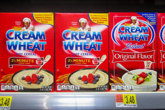 Cream of wheat product on a shelf