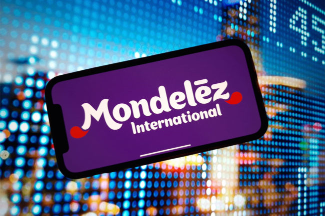 Mondelez logo on a smartphone