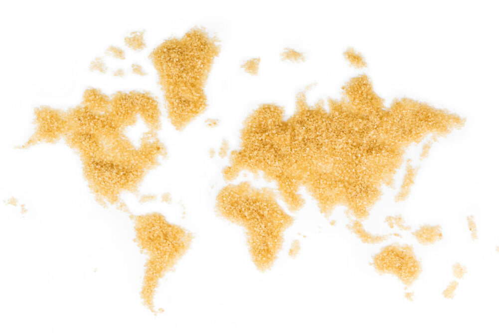 The seven continents created out of sugar