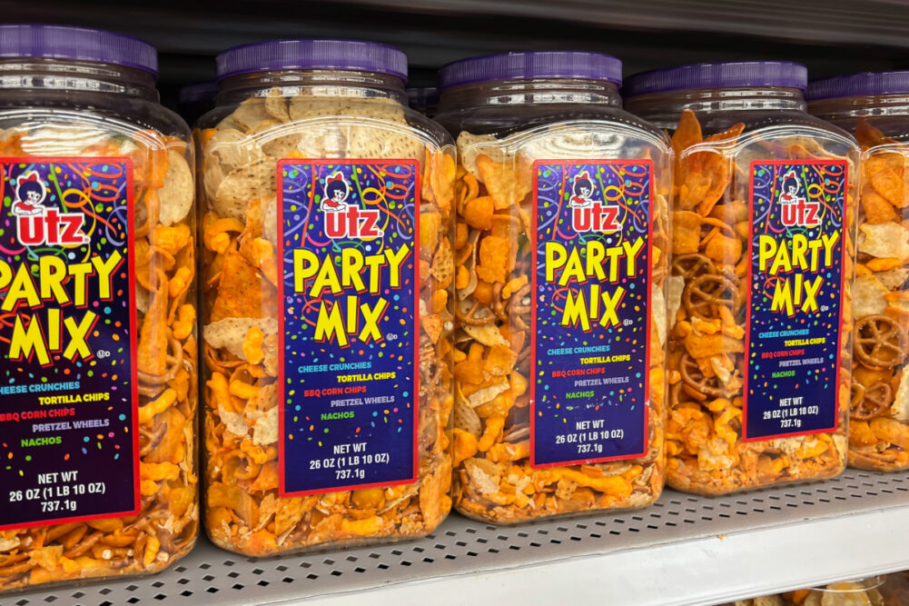 Utz party mix on shelves
