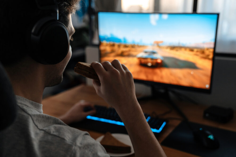 boy playing video games