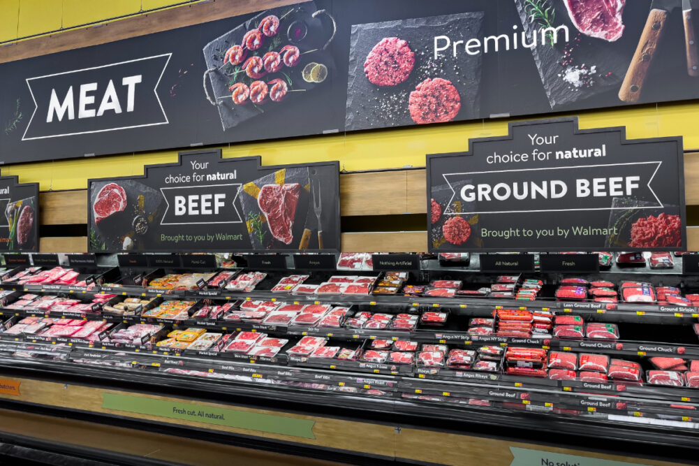 meat section in grocery store