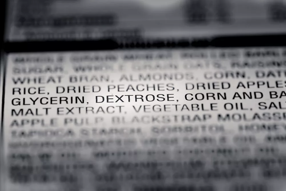 blurred nutrition label