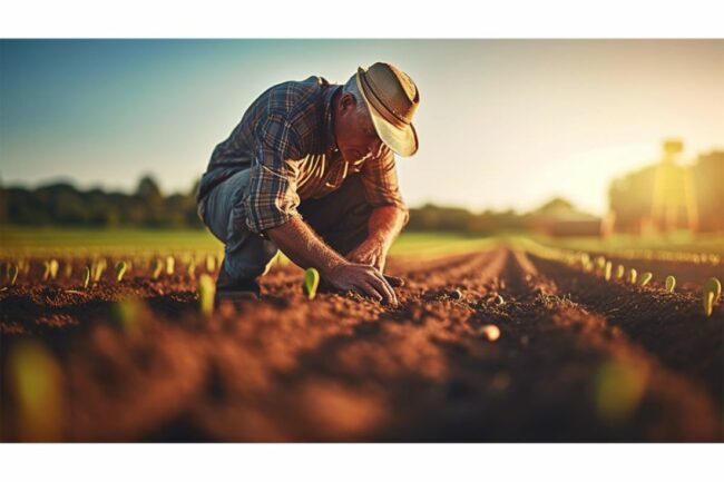 man farming