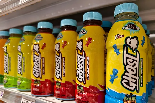 Ghost energy drinks on shelf