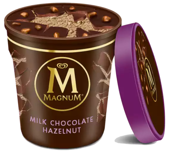 Magnum milk chocolate hazelnut ice cream pint, Unilever