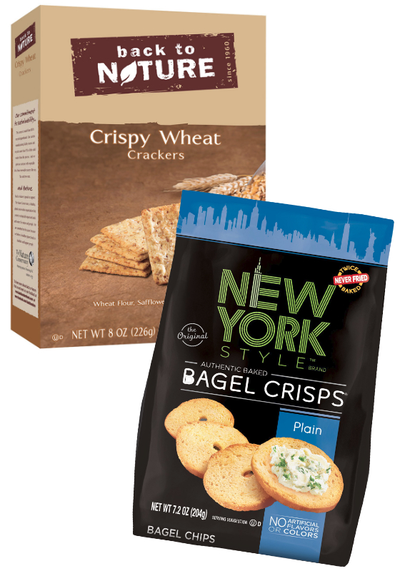 Back to Nature crackers and New York Stile bagel chips