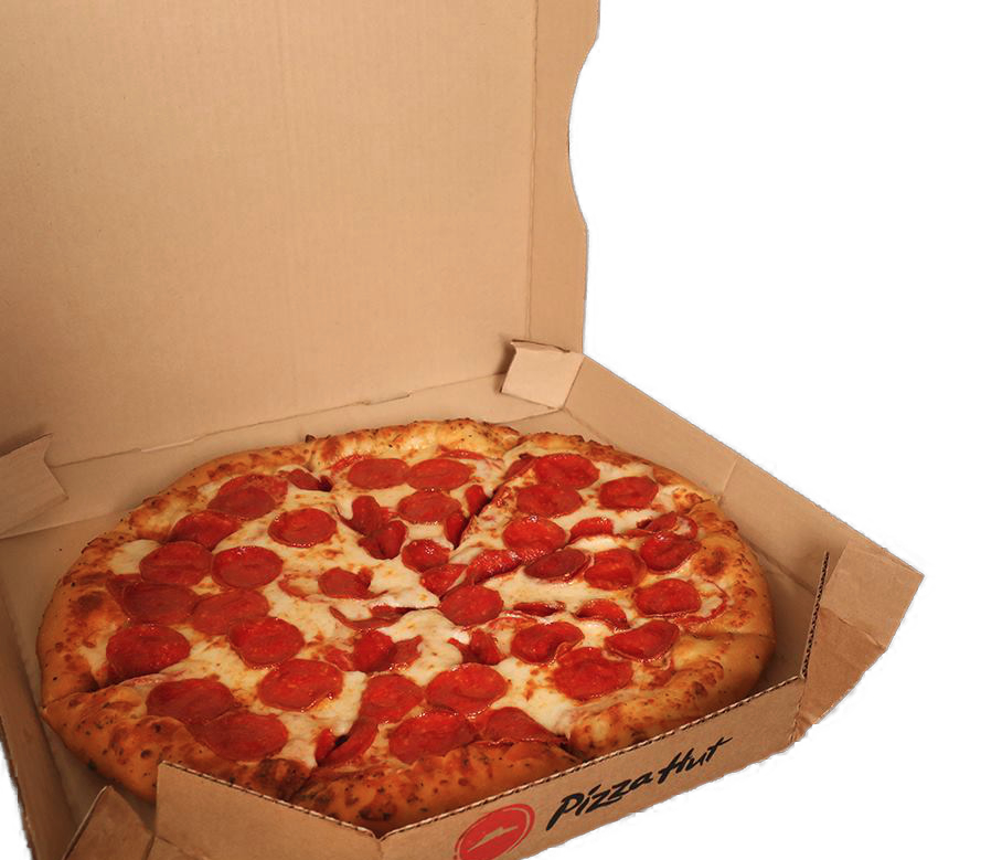 Pizza Hut pepperoni pizza in box
