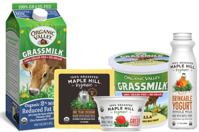 Organic Valley, Maple Hill grass-fed dairy products