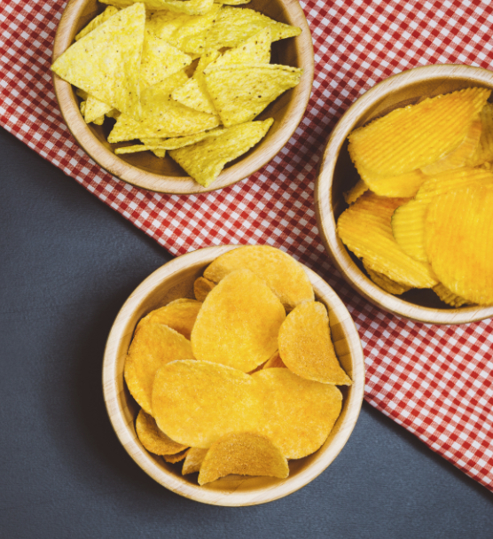 Potato chips and tortilla chips