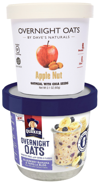 Dave's Naturals and Quaker overnight oats