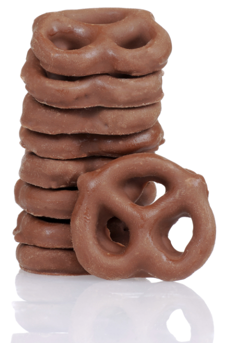 Stack of chocolate covered pretzels