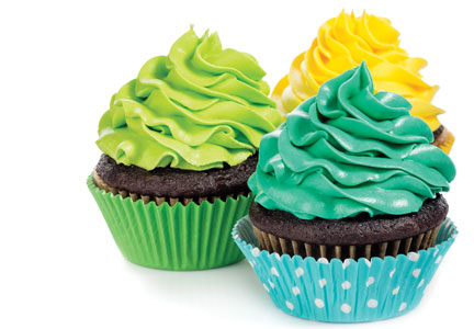 Colorful iced cupcakes p.h.o.s