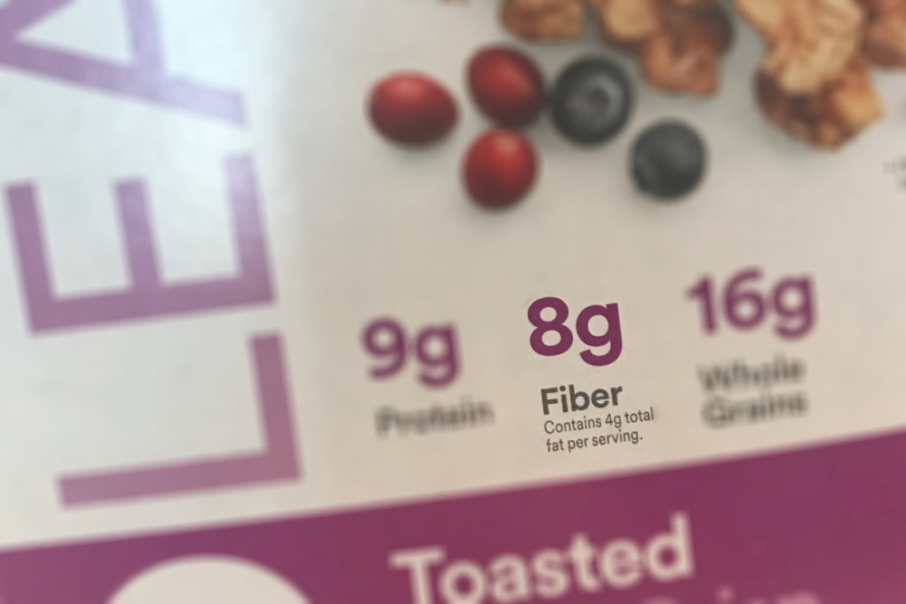 Fiber label on cereal box