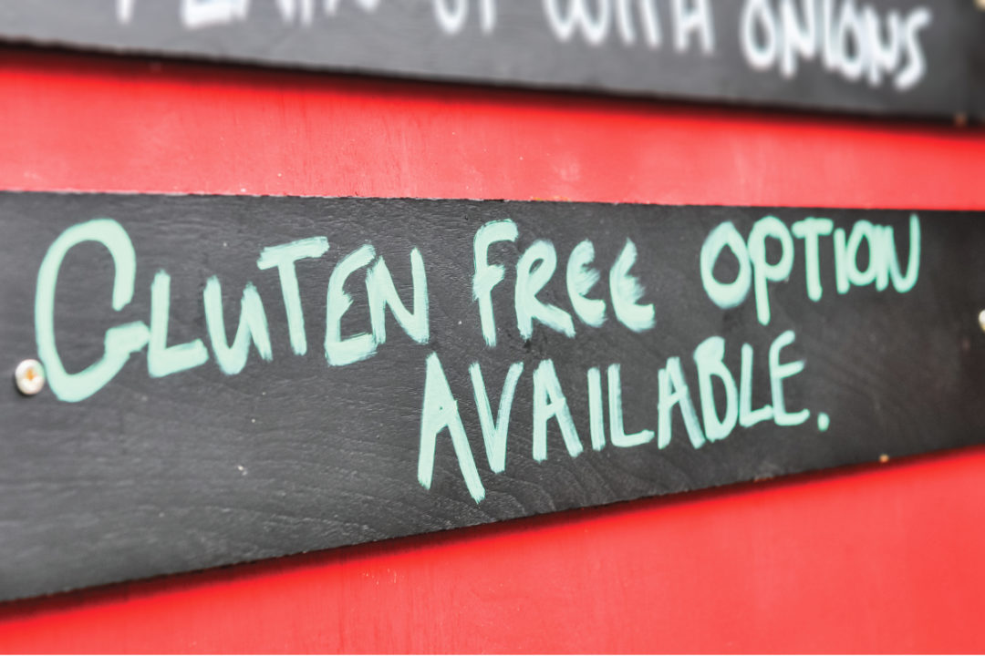Gluten-free option available sign