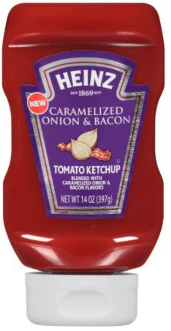 Heinz ketchup in carmaleized onion and bacon flavor