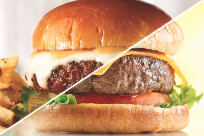 Plant-based burger vs. meat burger