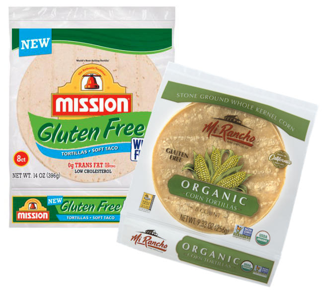 Mission gluten-free and Mi Rancho organic tortillas