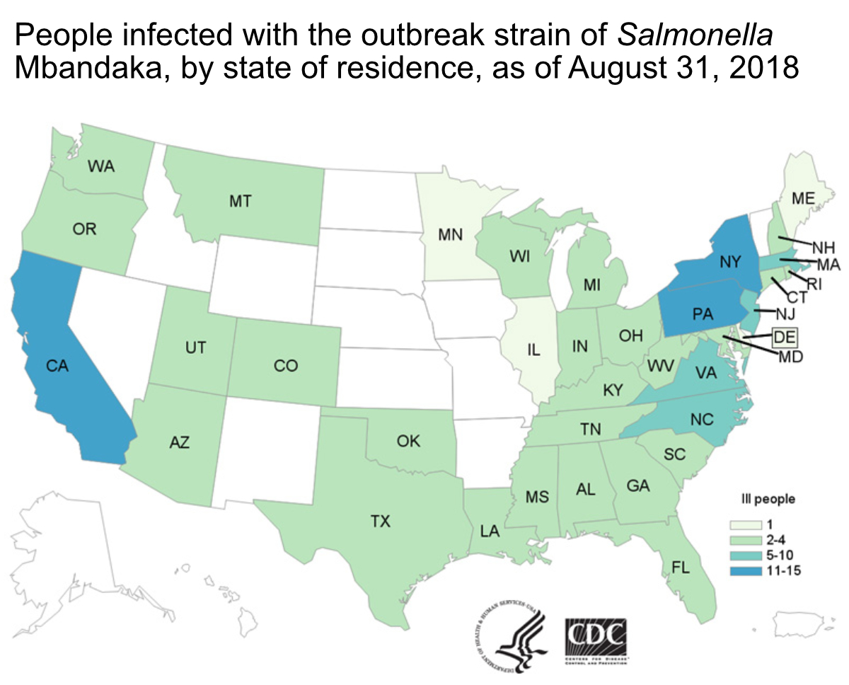 CDC Salmonella outbreak map