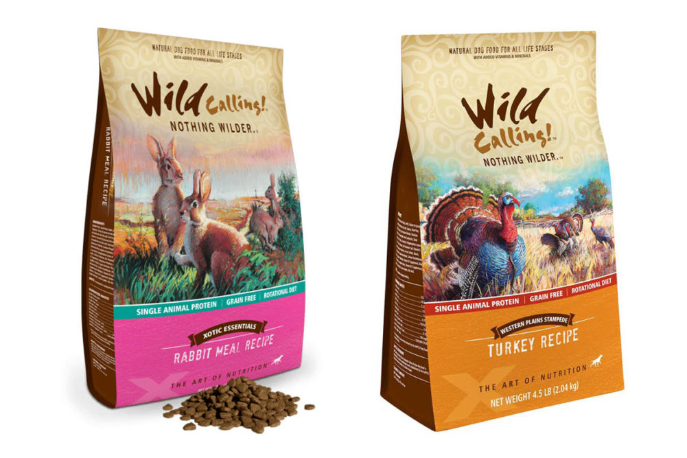 Wild Calling turkey and rabbit packaged pet food