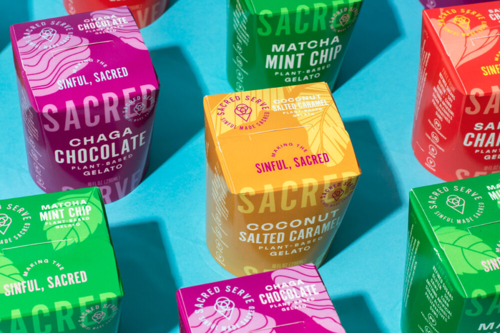 Sacred Serve gelato cartons